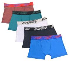 Kit 5 Cuecas Box Boxer Fristyle Em Microfibra Lisa Infantil, GG