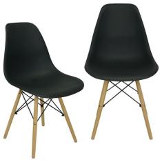 Kit 2 Cadeiras Charles Eames Eiffel Wood Design - Magazine Roma, Preto