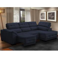 Sofá Canto Chaise Luiza 5 Lugares Retrátil Reclinável 250Cm Mola Pillo