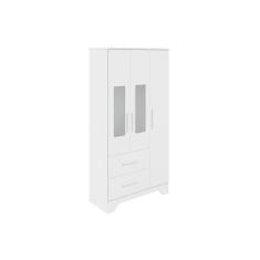 Guarda Roupa Infantil Popy Retrô c/ 3 Portas e 2 Gavetas Branco Brilho - Peroba