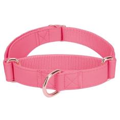 Coleira de couro macio para cães martingale – coleira ajustável em ouro rosa [fácil de limpar], coleira de treinamento elegante durável de nylon resistente sem puxar para cães pequenos, médios e