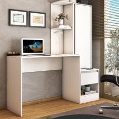 Mesa Escrivaninha Alune com Estante 1 Porta 1 Gaveta Branco - Panorama