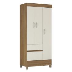 Guarda Roupa Solteiro Wind 3 Portas E 2 Gavetas Amêndola Off White - Demóbile Amêndola Off White
