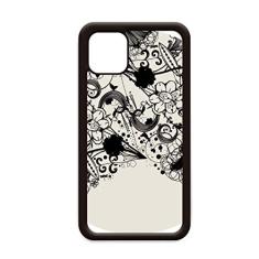 Plantas de flores preto branco arte grão contorno para iPhone 11 Pro Max capa para celular Apple