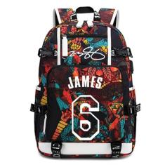jogador de basquete estrela James mochila luminosa mochila laptop de viagem fãs mochila de estudante para homens e mulheres (padrão vermelho 1)