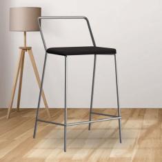 Banqueta Alta Com Encosto Mili Bistrô Corino Cinza