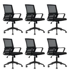 Kit 6 Cadeiras Giratória Escritório Diretor Tokyo Preto