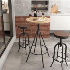 Mesa Bistrô Estilo Industrial Eiffel Preto/Amadeirado