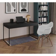 Escrivaninha Home Office Estilo Industrial Malta Preta 137x53cm Ferro 