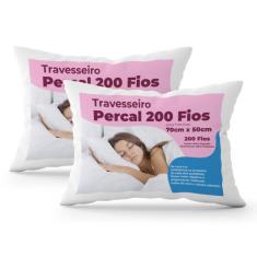 Travesseiro 200 fios Percal 100% algodão -  Kit 2 Unidades - Lalu Enxo
