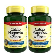 Kit 2 Cálcio Magnésio Zinco Vitamina D 60 Capsulas Maxinutri-Unissex