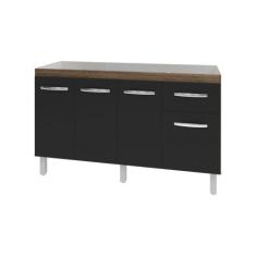 Balcão Cozinha Armário Gabiente Pia De 140 Cm Com 4 Portas E 1 Gavetas