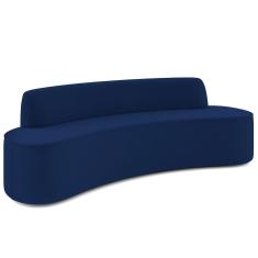 Sofá 4 Lugares Curvo Sala De Estar Living Cancún D02 Veludo Azul Marinho 230 Cm C-304