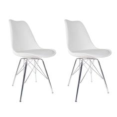 Conjunto com 2 Cadeiras Saar Cromado e Branco