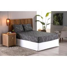 Jogo De Cama Casal 3 peças Lençol Micro Percal 400 Fios Estampado - Be