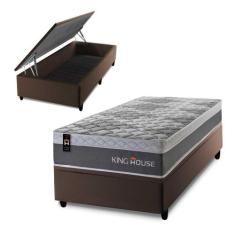 Conjunto Box Baú Sheffield Cinza 88x188x72 c/ Molas Ensacadas - King H