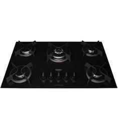 Cooktop 5 Bocas a Gás Dako Supreme com Queimador Tripla Chama e Mesa de Vidro Temperado Preto Bivolt