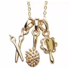 Colar Cabeleireira Tesoura Espelho Folheado A Ouro 18k