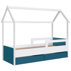 Cama Infantil Casinha Com 2 Gavetas Infix C06 Branco/Azul - Mpozenato
