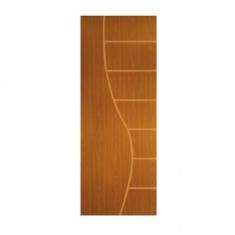 Porta de Madeira Frisada Cantareira MGM 210cmx80cm Melamínico Mogno