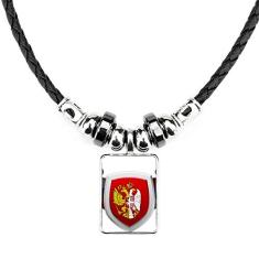 DIYthinker Sérvia National Emblem Country Colar Joias Torque Pingente de corda de couro