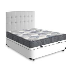 Cama Box Baú Casal + Cabeceira Cassis e Colchão Ortobom ISO SuperPocket 138cm