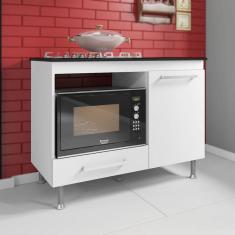 Balcão para Cooktop 4 e 5 Bocas Nicho Forno Armário Multiuso Cozinha Branco