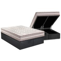 Cama Box Baú Queen: Colchão Anatômico Paropas D33 / AG65 Confort + Base CRC Suede Gray(158x198)