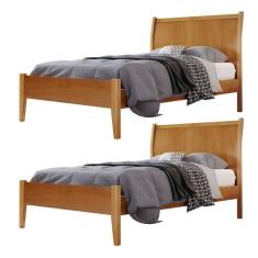 Conjunto 2 Cama Solteiro 90cm Classic Amêndoa Mel