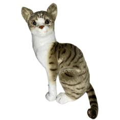 Gato De Pelúcia Realista Sentado Listrado 35Cm