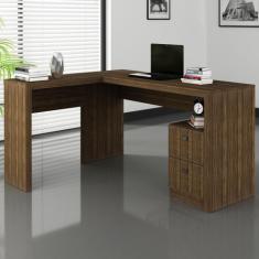 Mesa para escritório 2 gavetas nogal me4129 - tecno mobili, Nogal