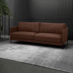 Sofá Decorativo Karine 3 Lugares Sala de estar 210cm Pés em Aço Couro 