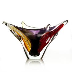 Vaso Em Cristal Murano Vermelho E Âmbar  São Marcos, Laranja, Cristal
