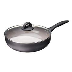Wok Com Tampa 28 cm Antiaderente Ceramic Life Smart Plus Brinox - Preto
