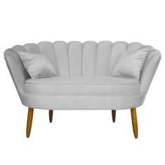 Namoradeira Pétala 2 Lugares Decorativa Veludo Cinza - Montanaris Deco