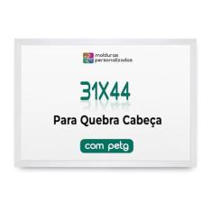 Moldura 31x44 para Quebra Cabeça Puzzle Grow cm com Proteção Petg (Branco)