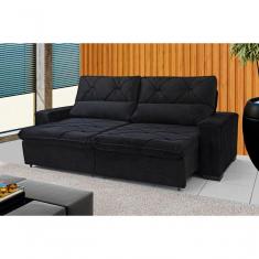 Sofá Retrátil E Reclinável 230 Cm Alaska Veludo Preto