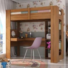 Cama IJuvenil Montreal com Escrivaninha Multifuncional Nogal - Yescasa