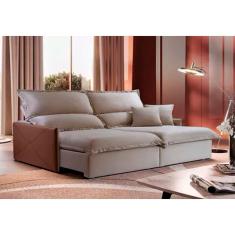 Sofá Luxo Molas Ensacadas Portinari Detalhe Em Couro 1.80m