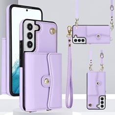 Asuwish Capa de telefone para Samsung Galaxy S22 Plus S22+ 5G capa carteira com bloqueio RFID suporte de cartão de crédito alça transversal alça de couro suporte celular S22+5G S22plus 22S + S 22 22+