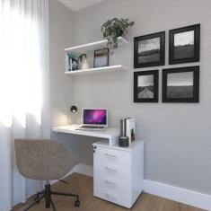 Escrivaninha Para Escritório e Home Office com 4 Gavetas Branco