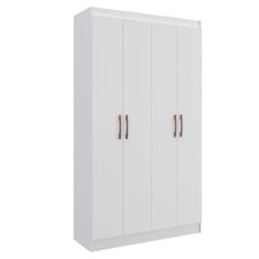 Guarda Roupa Solteiro Multiuso Dueto 90cm 4 Portas Branco Doripel