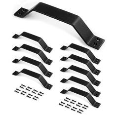 S&Z TOPHAND® Maçaneta deslizante de porta de celeiro de 23 cm, conjunto de maçanetas de portão preto, puxador de porta, puxador para porta deslizante de celeiro, portas internas e externas, maçaneta