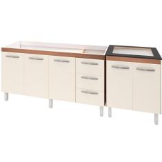 Balcao Pia 150cm E Cooktop 4 Bocas Savana Off White Mobbs Savana Off White