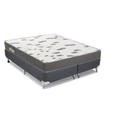 Cama Box Queen: Colchão Espuma Ortobom D33 Light + Base CRC Camurça Gray(158x198)