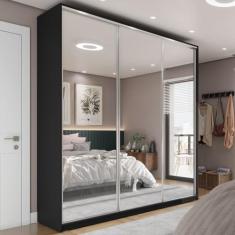 Guarda Roupa Casal 100% MDF BP com 3 Portas Espelho Zermatt - RR Móvei