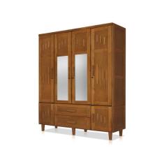 Guarda-roupa Imperatriz 4 Portas Castanho com Espelho - Atraente Móvei