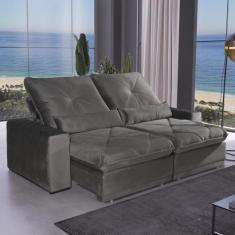 Sofá 3 Lugares 2,10m Retrátil e Reclinável Átila Bom Pastor, Cinza Vel