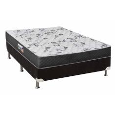Cama Box Casal: Colchão Anatômico Herval D28-ep Ortopedic Black+ Base Crc Suede Black(138x188)