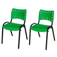 Kit 2 Cadeiras Iso Fixa Empilhável Tubular Igreja Escritório Sorveteri